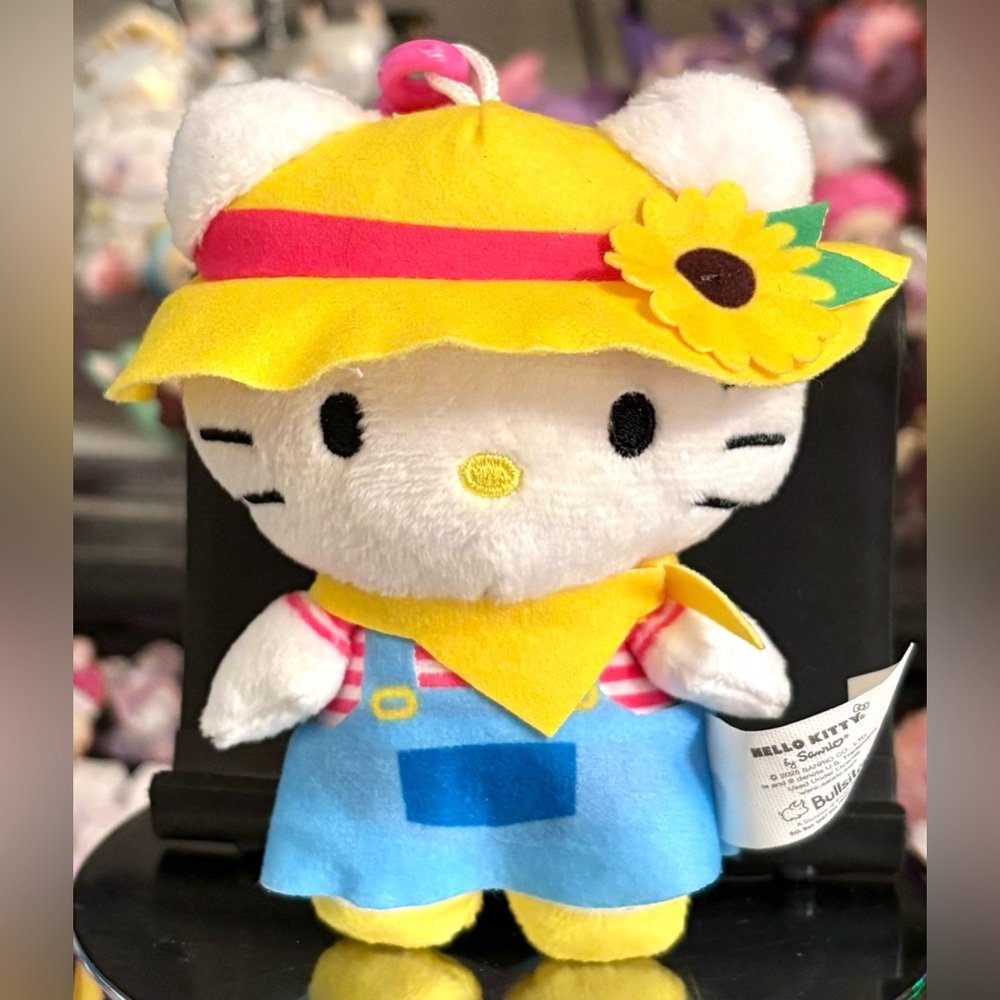 Sanrio Hello Kitty Farmer Gardener Plush Clip Keychain Accessory